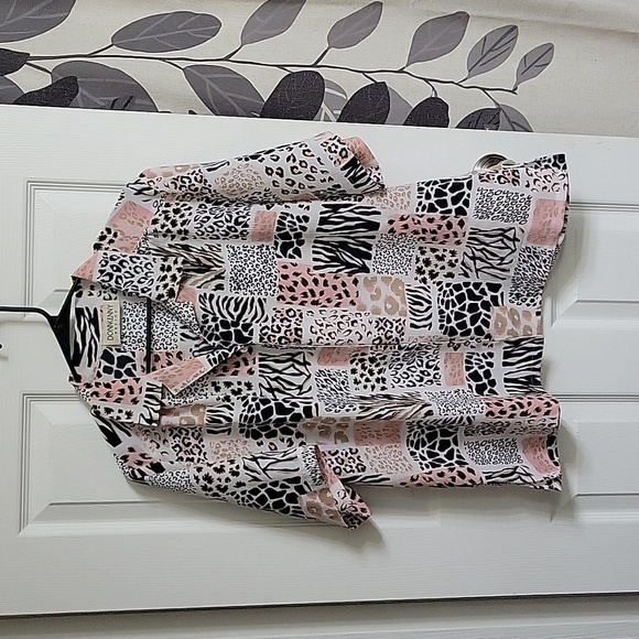 Tops - Donn Kenny Vintage 70s/80s Animal Print Button Down Short Sleeve Top, XL